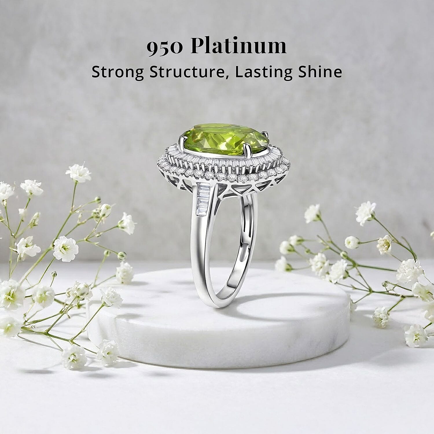 Rhapsody AAAA Sava Sphene and Diamond E-F VS 7.80 ctw Ring in 950 Platinum (Size 8.0) 7.65 Grams