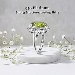Rhapsody AAAA Sava Sphene and Diamond E-F VS 7.80 ctw Ring in 950 Platinum (Size 8.0) 7.65 Grams