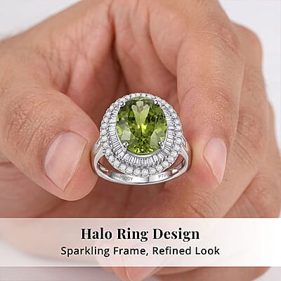 Rhapsody AAAA Sava Sphene and Diamond E-F VS 7.80 ctw Ring in 950 Platinum (Size 8.0) 7.65 Grams