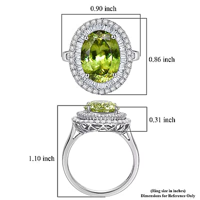 Rhapsody AAAA Sava Sphene and Diamond E-F VS 7.80 ctw Ring in 950 Platinum (Size 8.0) 7.65 Grams