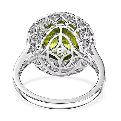 Rhapsody AAAA Sava Sphene and Diamond E-F VS 7.80 ctw Ring in 950 Platinum (Size 8.0) 7.65 Grams