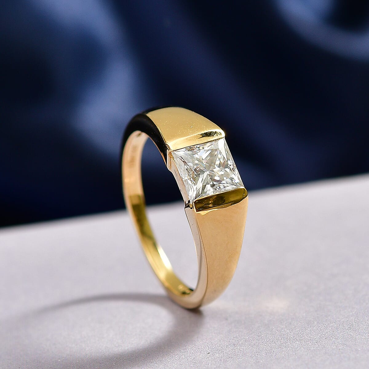 D'Joy Moissanite 1.25 ctw Eternal Spark Ring in 18K Vermeil Yellow Gold Over Sterling Silver (Size 6.0) image number 1