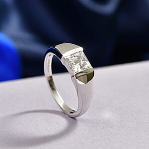 D'Joy Moissanite 1.25 ctw Eternal Spark Ring in Rhodium Over Sterling Silver (Size 7.0)