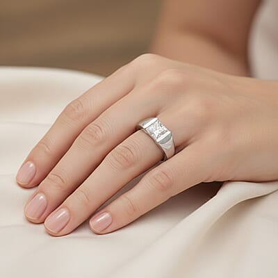 D'Joy Moissanite 1.25 ctw Eternal Spark Ring in Rhodium Over Sterling Silver (Size 7.0)