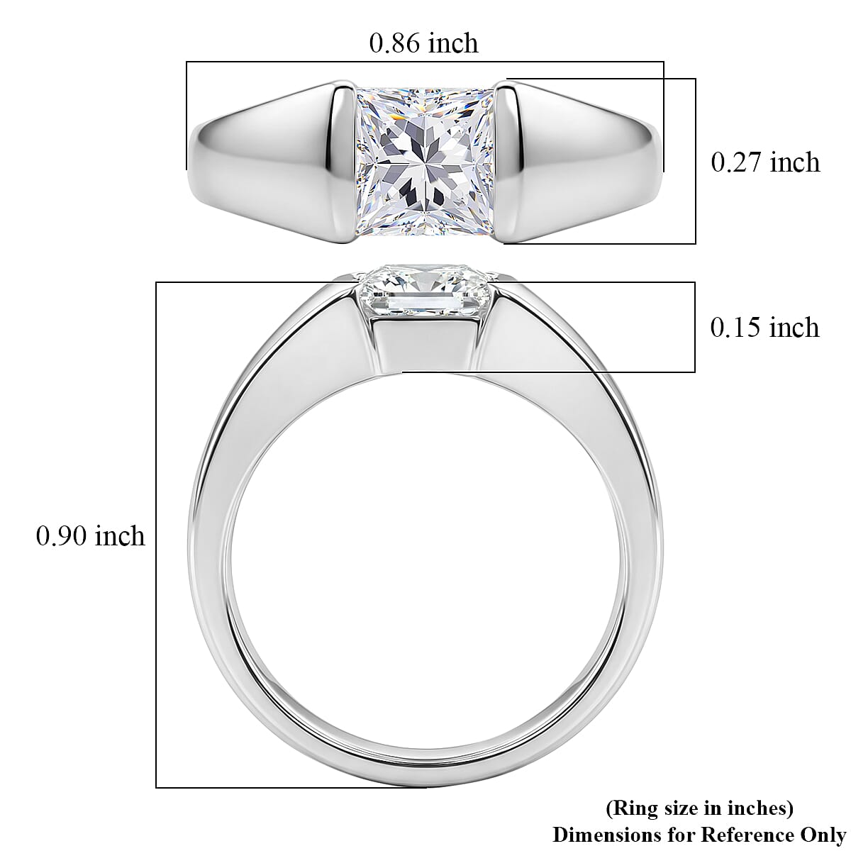 D'Joy Moissanite 1.25 ctw Eternal Spark Ring in Rhodium Over Sterling Silver (Size 7.0)