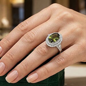 Rhapsody AAAA Sava Sphene and Diamond E-F VS 8.50 ctw Ring in 950 Platinum (Size 8.0) (8.20 Grams
