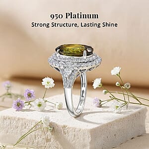 Rhapsody AAAA Sava Sphene and Diamond E-F VS 8.50 ctw Ring in 950 Platinum (Size 8.0) (8.20 Grams