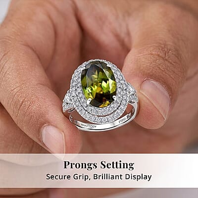 Rhapsody AAAA Sava Sphene and Diamond E-F VS 8.50 ctw Ring in 950 Platinum (Size 8.0) (8.20 Grams