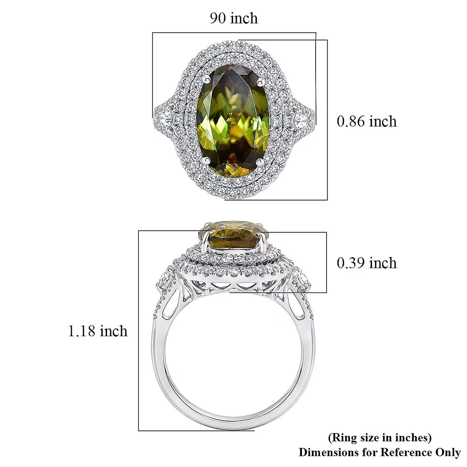 Rhapsody AAAA Sava Sphene and Diamond E-F VS 8.50 ctw Ring in 950 Platinum (Size 8.0) (8.20 Grams