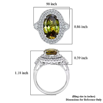 Rhapsody AAAA Sava Sphene and Diamond E-F VS 8.50 ctw Ring in 950 Platinum (Size 8.0) (8.20 Grams