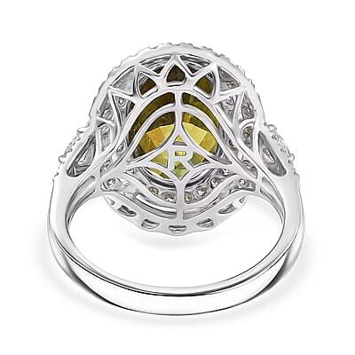 Rhapsody AAAA Sava Sphene and Diamond E-F VS 8.50 ctw Ring in 950 Platinum (Size 8.0) (8.20 Grams