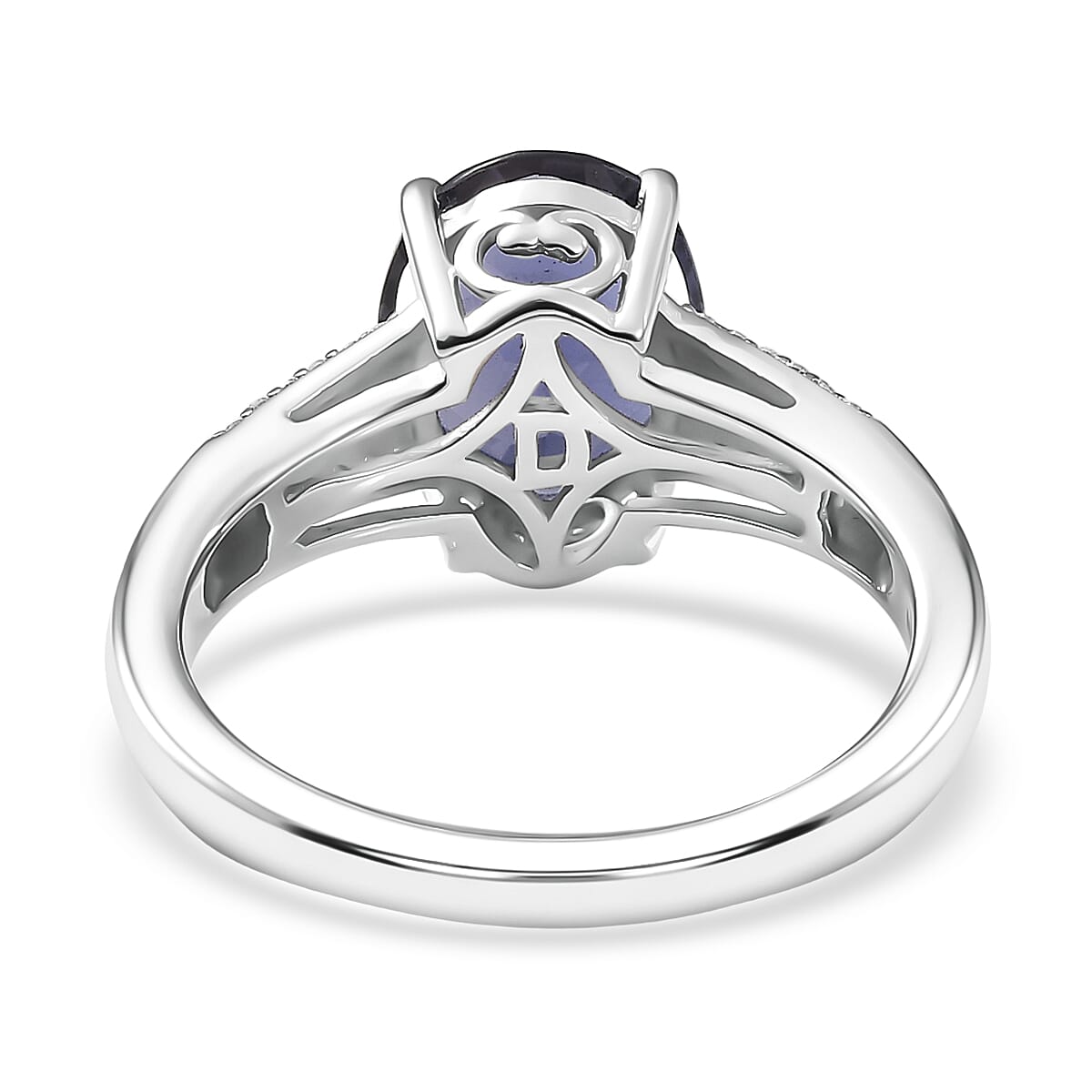 D'Joy Premium Catalina Iolite and Moissanite 2.25 ctw Ring in Rhodium Over Sterling Silver (Size 10.0)
