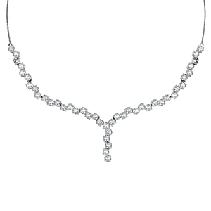 D'Joy White Topaz 27.60 ctw Necklace in Rhodium Over Sterling Silver 18-20 Inches 