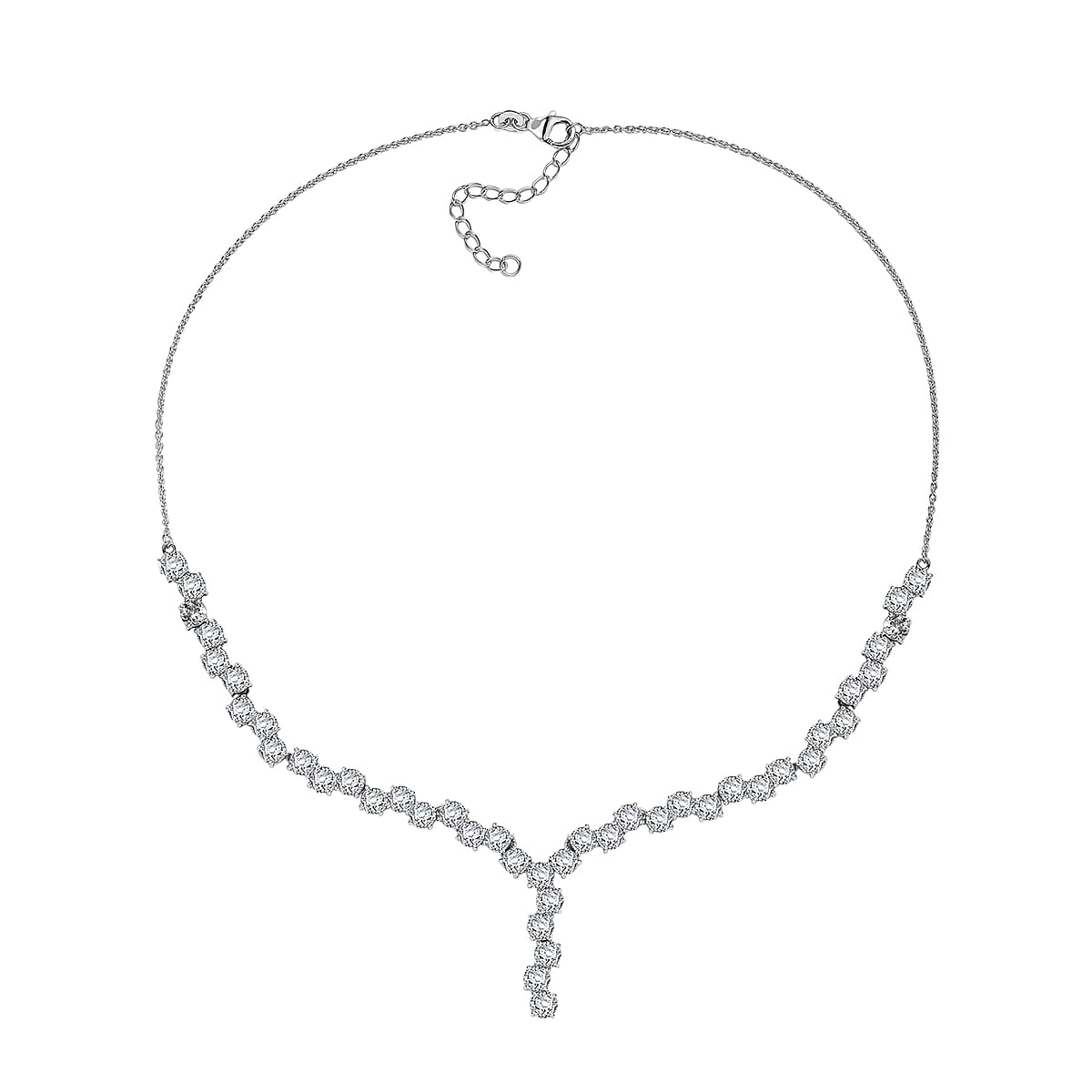 D'Joy White Topaz 27.60 ctw Necklace in Rhodium Over Sterling Silver 18-20 Inches  image number 3