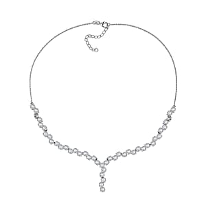 D'Joy White Topaz 27.60 ctw Necklace in Rhodium Over Sterling Silver 18-20 Inches 