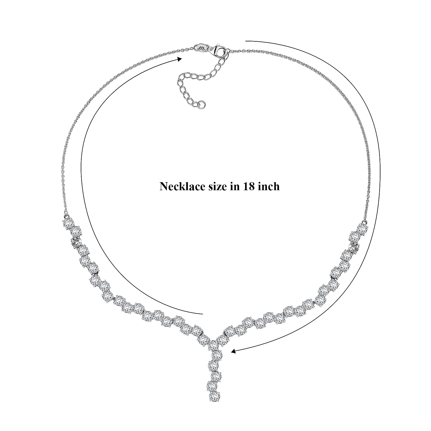 D'Joy White Topaz 27.60 ctw Necklace in Rhodium Over Sterling Silver 18-20 Inches