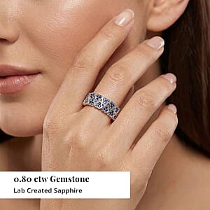 EverTrue Lab Created Blue Sapphire 0.80 ctw Heart Ring in Platinum Bond (Size 10.0)