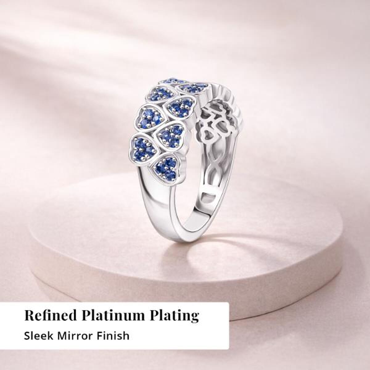 EverTrue Lab Created Blue Sapphire 0.80 ctw Heart Ring in Platinum Bond (Size 10.0) image number 2