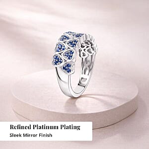 EverTrue Lab Created Blue Sapphire 0.80 ctw Heart Ring in Platinum Bond (Size 10.0)