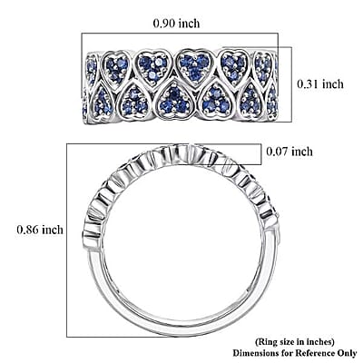 EverTrue Lab Created Blue Sapphire 0.80 ctw Heart Ring in Platinum Bond (Size 5.0)