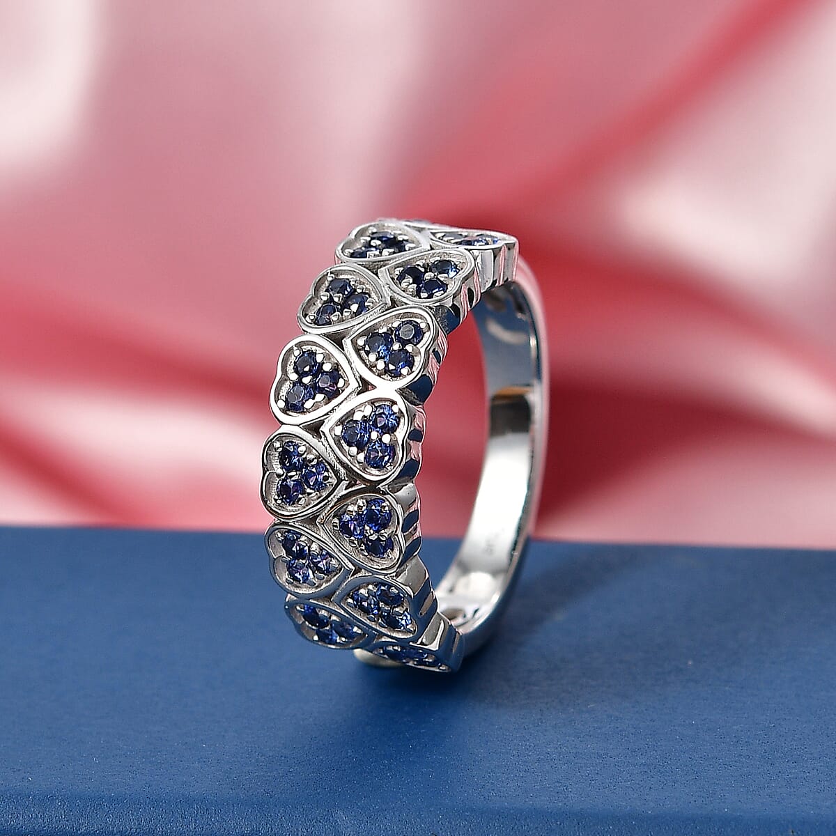 EverTrue Lab Created Blue Sapphire Ring in Platinum Bond (Size 7.0) 0.80 ctw image number 1