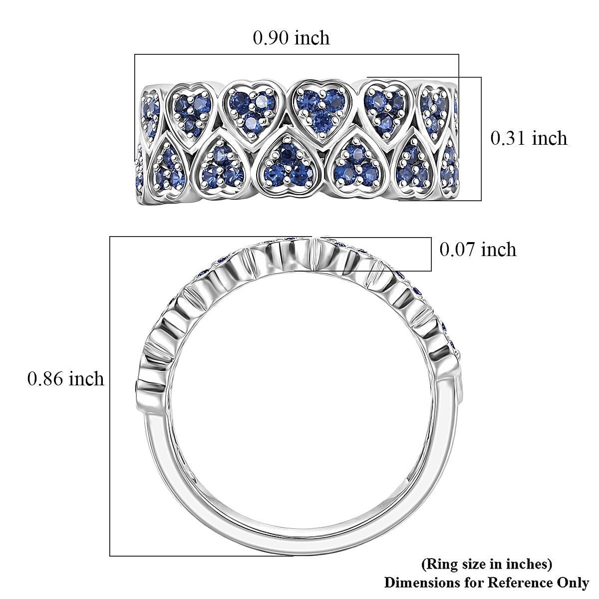 EverTrue Lab Created Blue Sapphire Ring in Platinum Bond (Size 7.0) 0.80 ctw image number 5