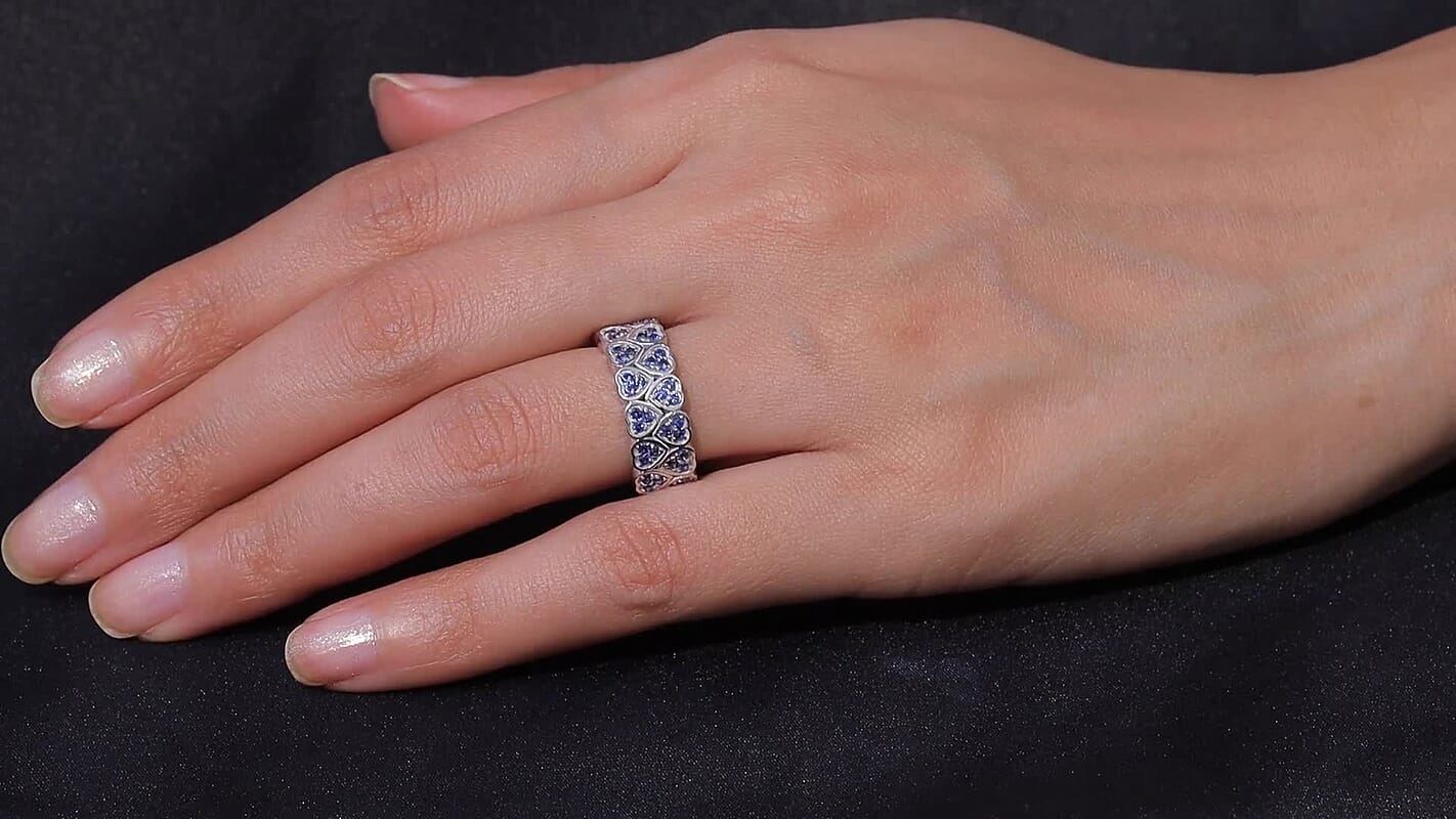 EverTrue Lab Created Blue Sapphire Ring in Platinum Bond (Size 7.0) 0.80 ctw