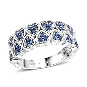 EverTrue Lab Created Blue Sapphire Ring in Platinum Bond (Size 7.0) 0.80 ctw