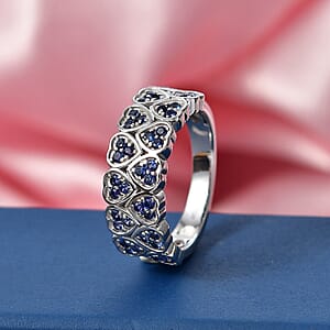 EverTrue Lab Created Blue Sapphire Ring in Platinum Bond (Size 7.0) 0.80 ctw