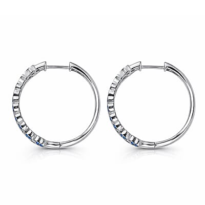 EverTrue Lab Created Blue Sapphire 1.65 ctw Heart Earrings in Platinum Bond