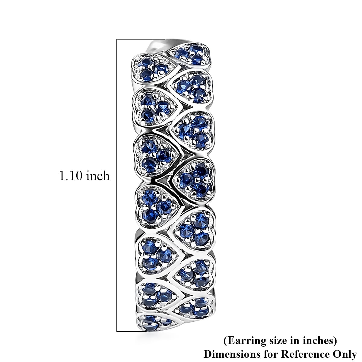 EverTrue Lab Created Blue Sapphire 1.65 ctw Heart Earrings in Platinum Bond