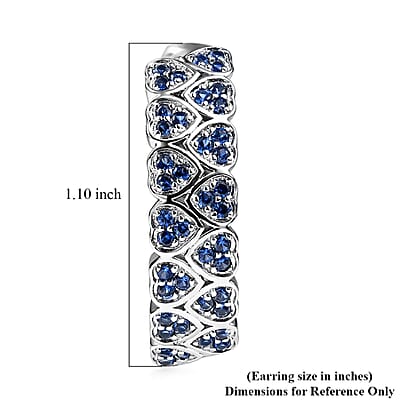 EverTrue Lab Created Blue Sapphire 1.65 ctw Heart Earrings in Platinum Bond