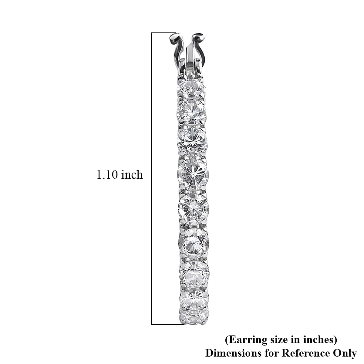 EverTrue Lab Created White Sapphire 3.50 ctw Royal Elegance Hoop Earrings in Platinum Bond