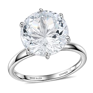 D'Joy White Topaz 7.80 ctw Crown Solitaire Ring in Rhodium Over Sterling Silver (Size 10.0)