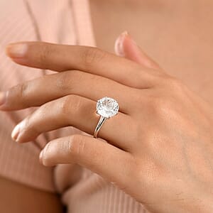 D'Joy White Topaz 7.80 ctw Crown Solitaire Ring in Rhodium Over Sterling Silver (Size 10.0)