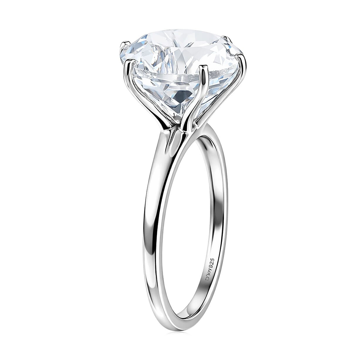 D'Joy White Topaz 7.80 ctw Crown Solitaire Ring in Rhodium Over Sterling Silver (Size 10.0)