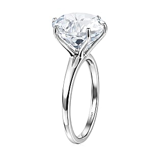 D'Joy White Topaz 7.80 ctw Crown Solitaire Ring in Rhodium Over Sterling Silver (Size 10.0)