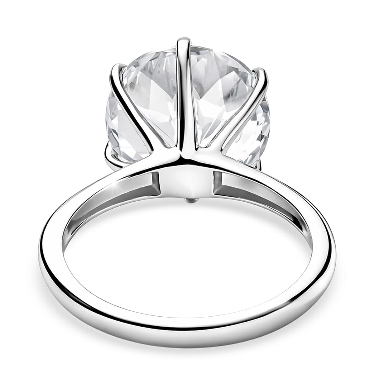 D'Joy White Topaz 7.80 ctw Crown Solitaire Ring in Rhodium Over Sterling Silver (Size 10.0)