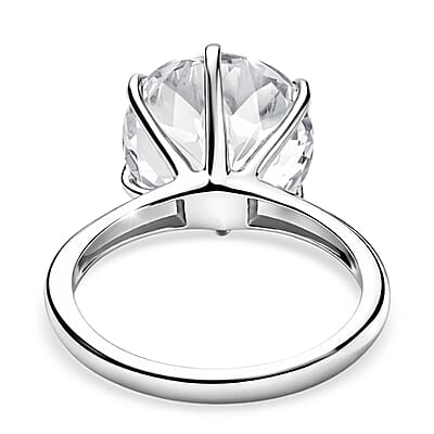 D'Joy White Topaz 7.80 ctw Crown Solitaire Ring in Rhodium Over Sterling Silver (Size 10.0)