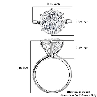 D'Joy White Topaz 7.80 ctw Crown Solitaire Ring in Rhodium Over Sterling Silver (Size 10.0)