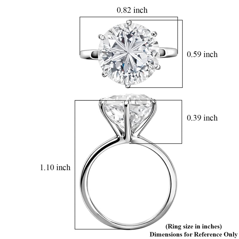 D'Joy White Topaz 7.80 ctw Crown Solitaire Ring in Rhodium Over Sterling Silver (Size 11.0)