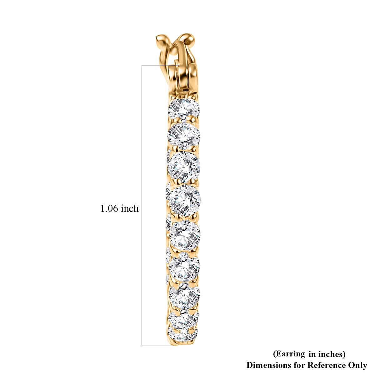 EverTrue Lab Created White Sapphire 3.50 ctw Royal Elegance Hoop Earrings in 18K YG Plated image number 4