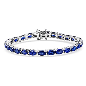 EverTrue Lab Created Blue Sapphire 15.25 ctw Linear Bracelet in Platinum Bond (6.50 In)