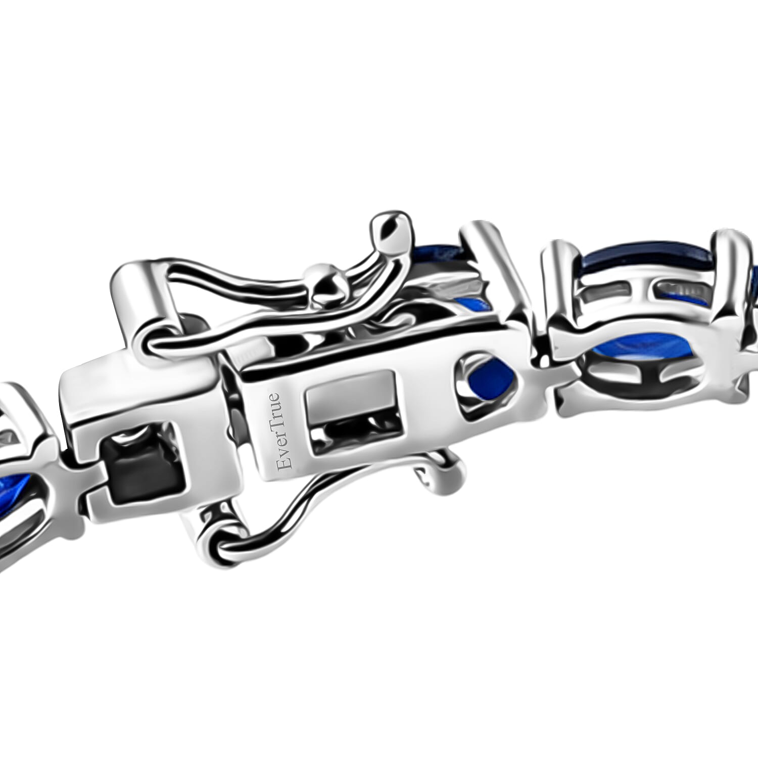 EverTrue Lab Created Blue Sapphire 15.25 ctw Linear Bracelet in Platinum Bond (6.50 In)