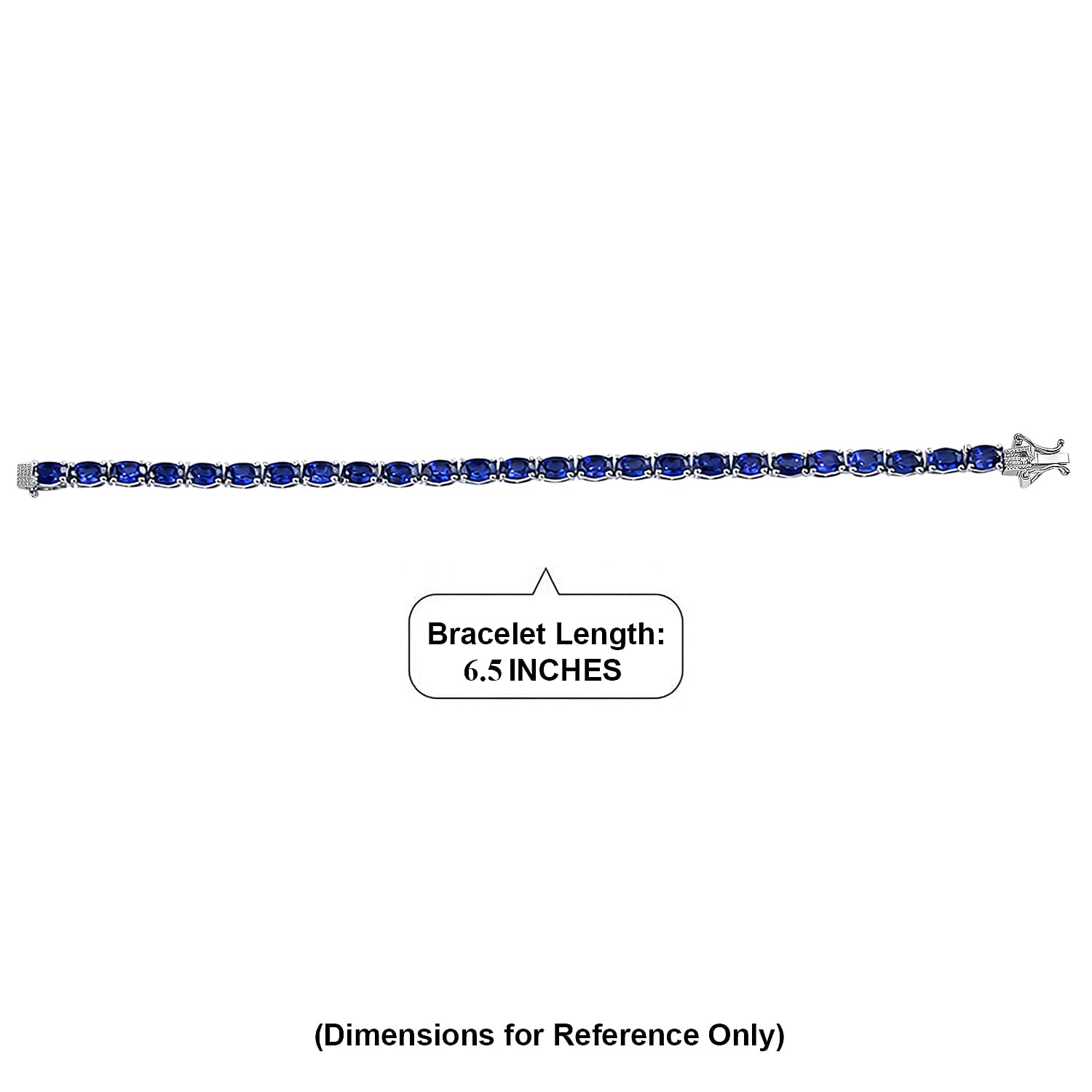EverTrue Lab Created Blue Sapphire 15.25 ctw Linear Bracelet in Platinum Bond (6.50 In)