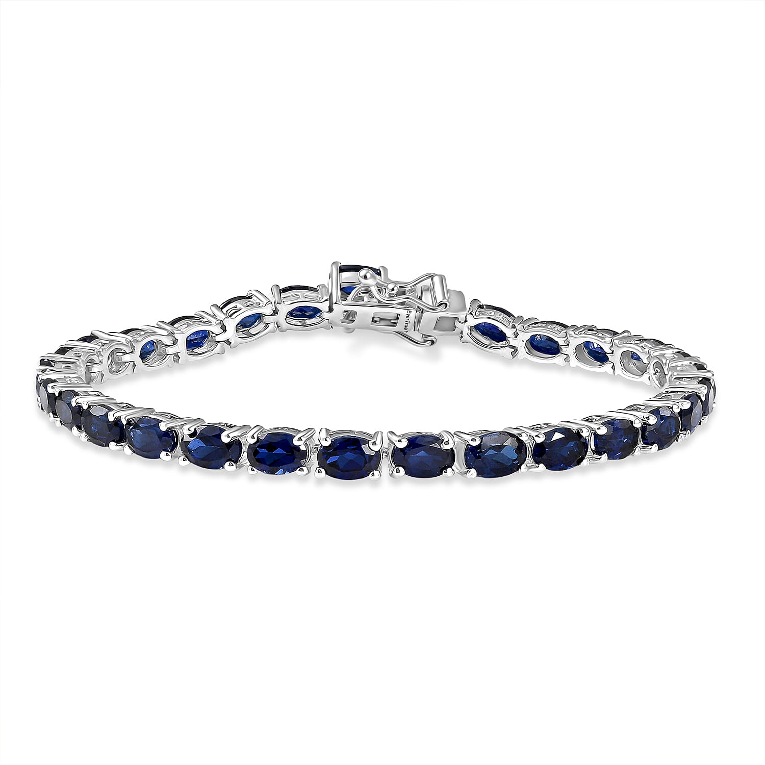 EverTrue Lab Created Blue Sapphire 17.25 ctw Linear Bracelet in Platinum Bond (7.25 In)