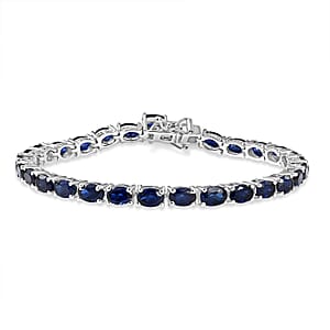 EverTrue Lab Created Blue Sapphire 17.25 ctw Linear Bracelet in Platinum Bond (7.25 In)