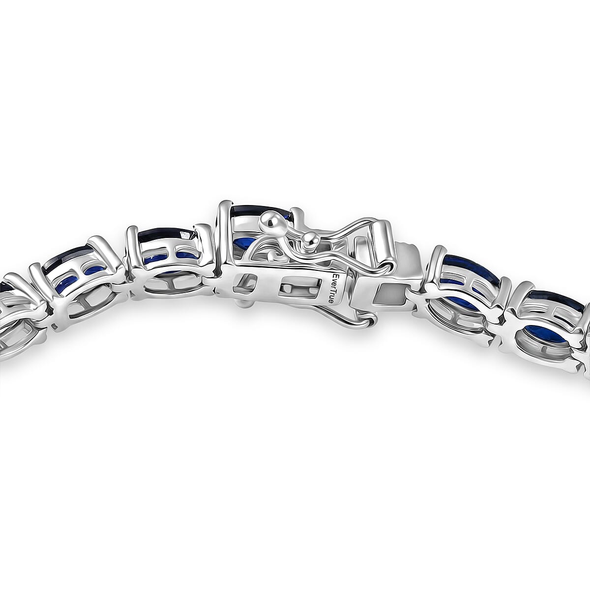 EverTrue Lab Created Blue Sapphire 17.25 ctw Linear Bracelet in Platinum Bond (7.25 In) image number 3