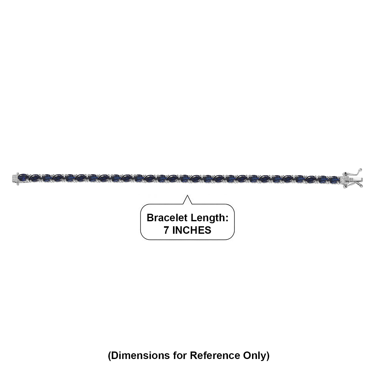 EverTrue Lab Created Blue Sapphire 17.25 ctw Linear Bracelet in Platinum Bond (7.25 In)