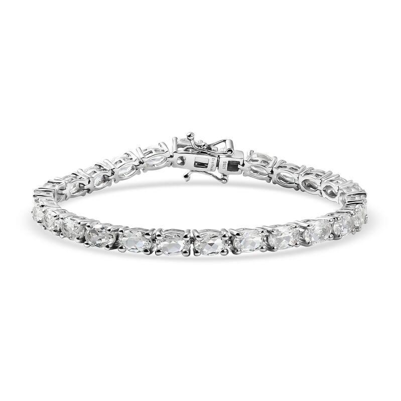 EverTrue Lab Created White Sapphire 15.60 ctw Bracelet in Platinum Bond (6.50 In)